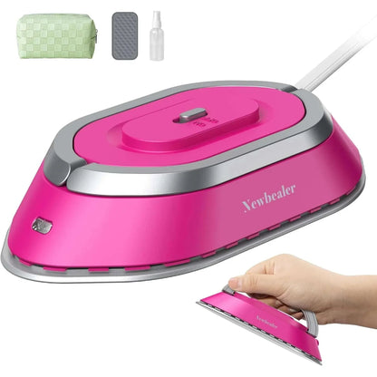Newbealer Travel Iron with Global Voltage,Christmas Ready Gift,100-240V 0.8lb Ultra-Lightweight Mini Iron for Clothes,Xmas Gifts for Women,Girls(Red)