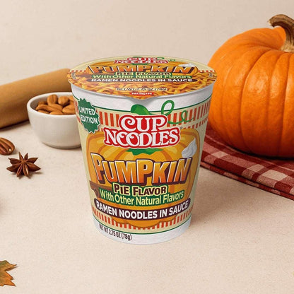 Nissin Foods Cup Noodles Limited Edition Ramen Noodles Pumpkin Pie Flavor, 2.75oz Shelf Stable Cup