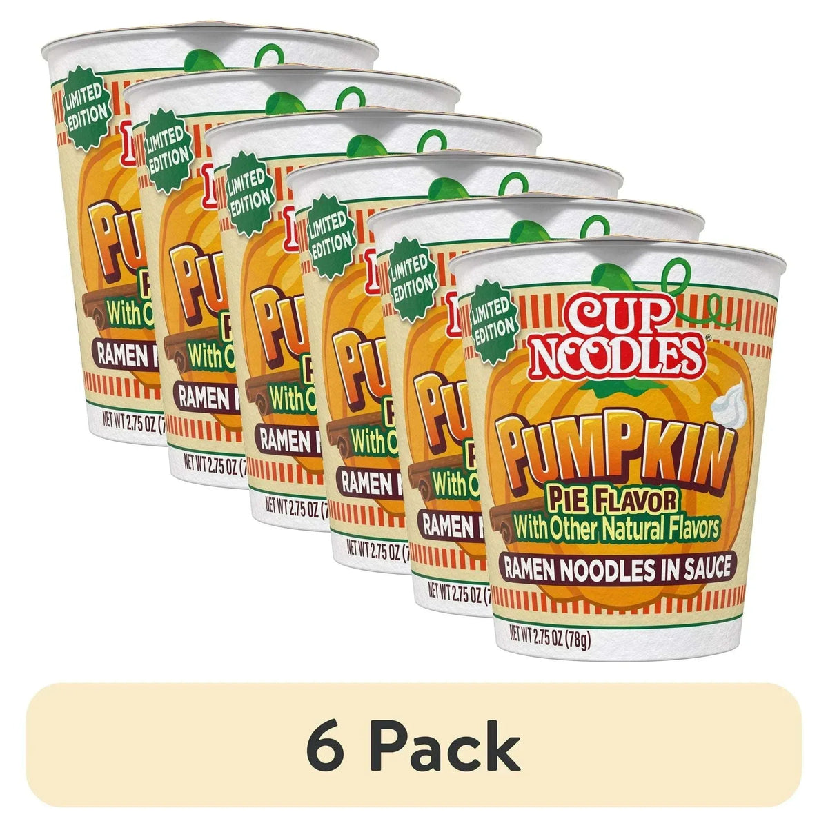 Nissin Foods Cup Noodles Limited Edition Ramen Noodles Pumpkin Pie Flavor, 2.75oz Shelf Stable Cup