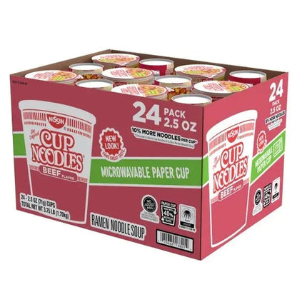 Nissin Cup Noodles, Beef, 2.5 oz, 24-count