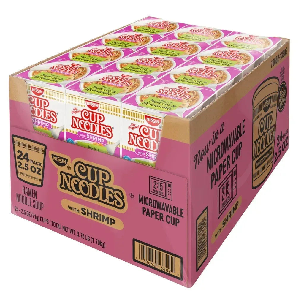 Nissin Cup Noodles, Shrimp, 2.5 oz, 24-count