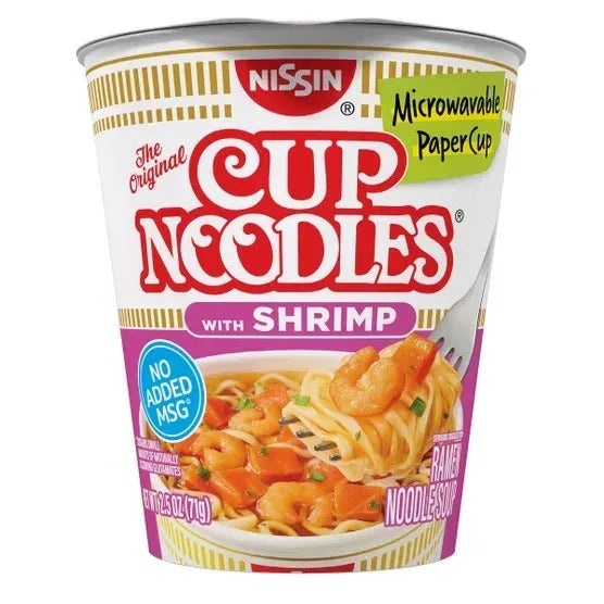Nissin Cup Noodles, Shrimp, 2.5 oz, 24-count