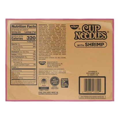 Nissin Cup Noodles, Shrimp, 2.5 oz, 24-count