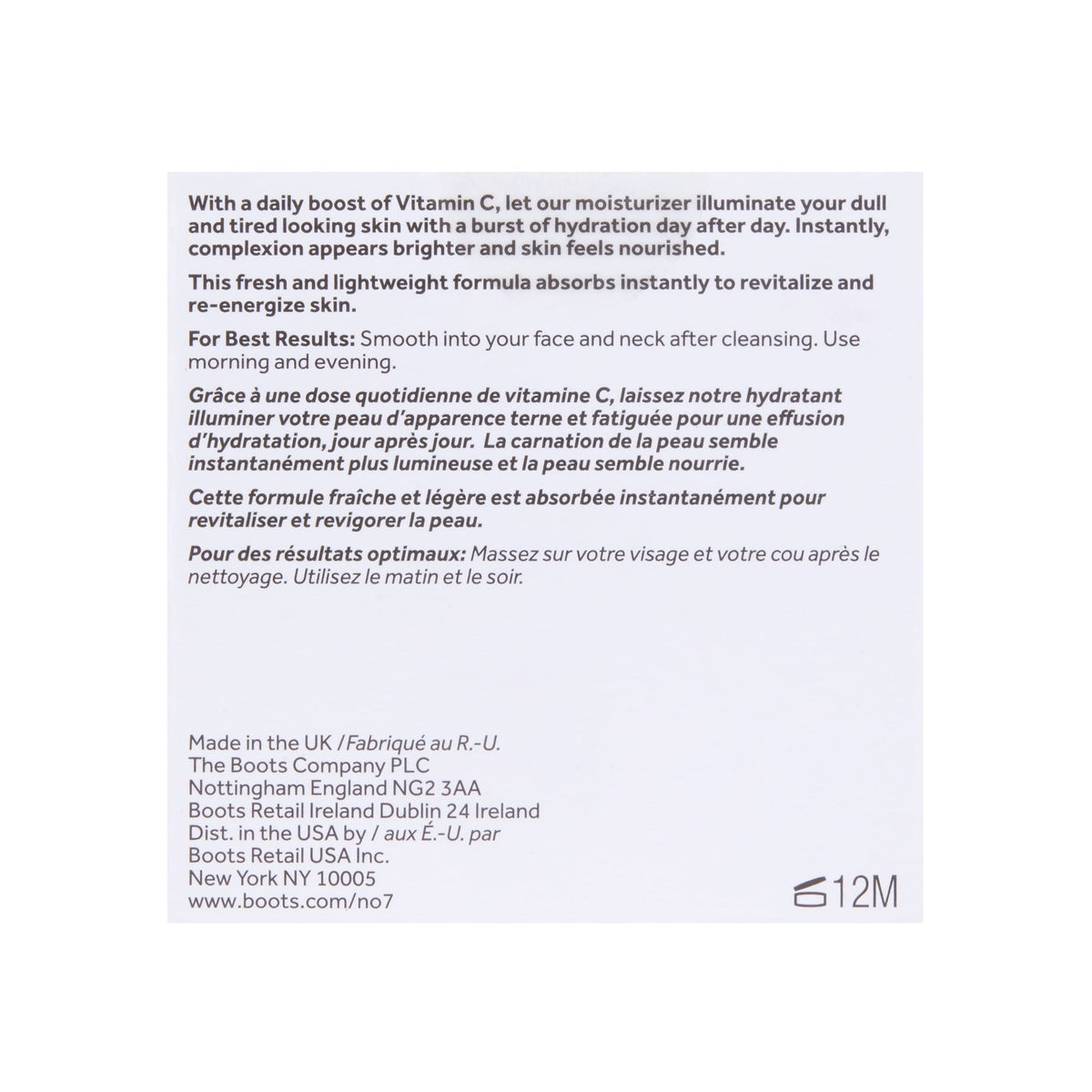 No7 Radiance+ Vitamin C Daily Brightening Face Moisturizer for Dull Skin, All Skin Types, 1.69 oz