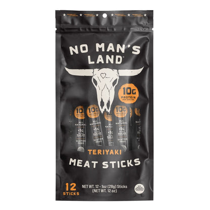 No Man's Land Meat Sticks, Teriyaki, 1 oz., 12 pk.