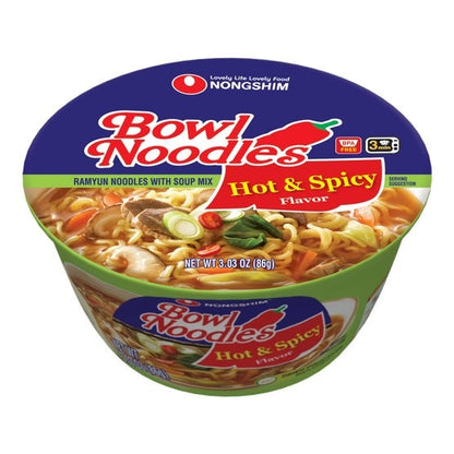 Nongshim, Hot & Spicy Ramyun Noodle Bowl, 3.03 oz, 18-count