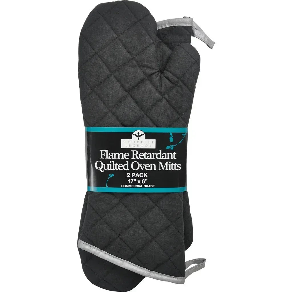 Nouvelle Legende Flame Retardant Oven Mitt, Black, 2-count