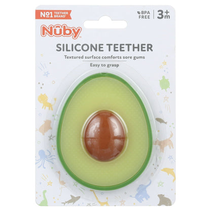Nuby Silicone Teether for Babies, Avocado Infant Teething Toy