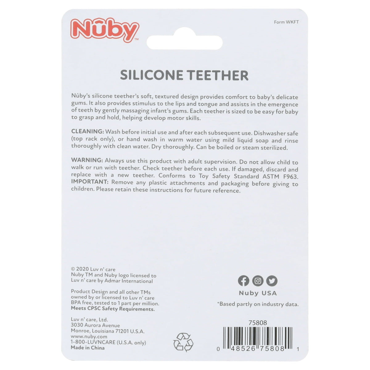 Nuby Silicone Teether for Babies, Avocado Infant Teething Toy
