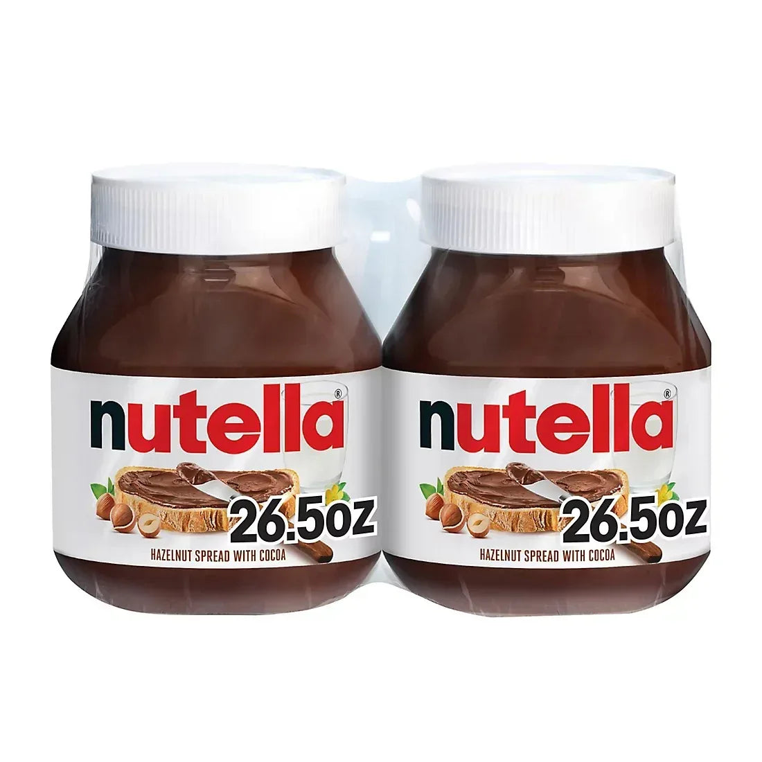 Nutella Hazelnut Spread with Cocoa, Creamy Hazelnut Spread, Breakfast Favorite, Jars, 2 pk./26.5 oz.