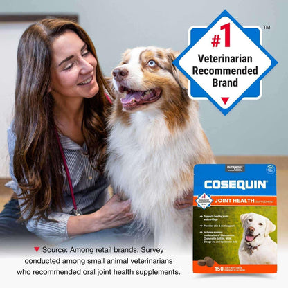 Nutramax Cosequin Joint Health Supplement for Dogs with Glucosamine, Chondroitin, MSM, Omega-3's and HA, 150 Soft Chews