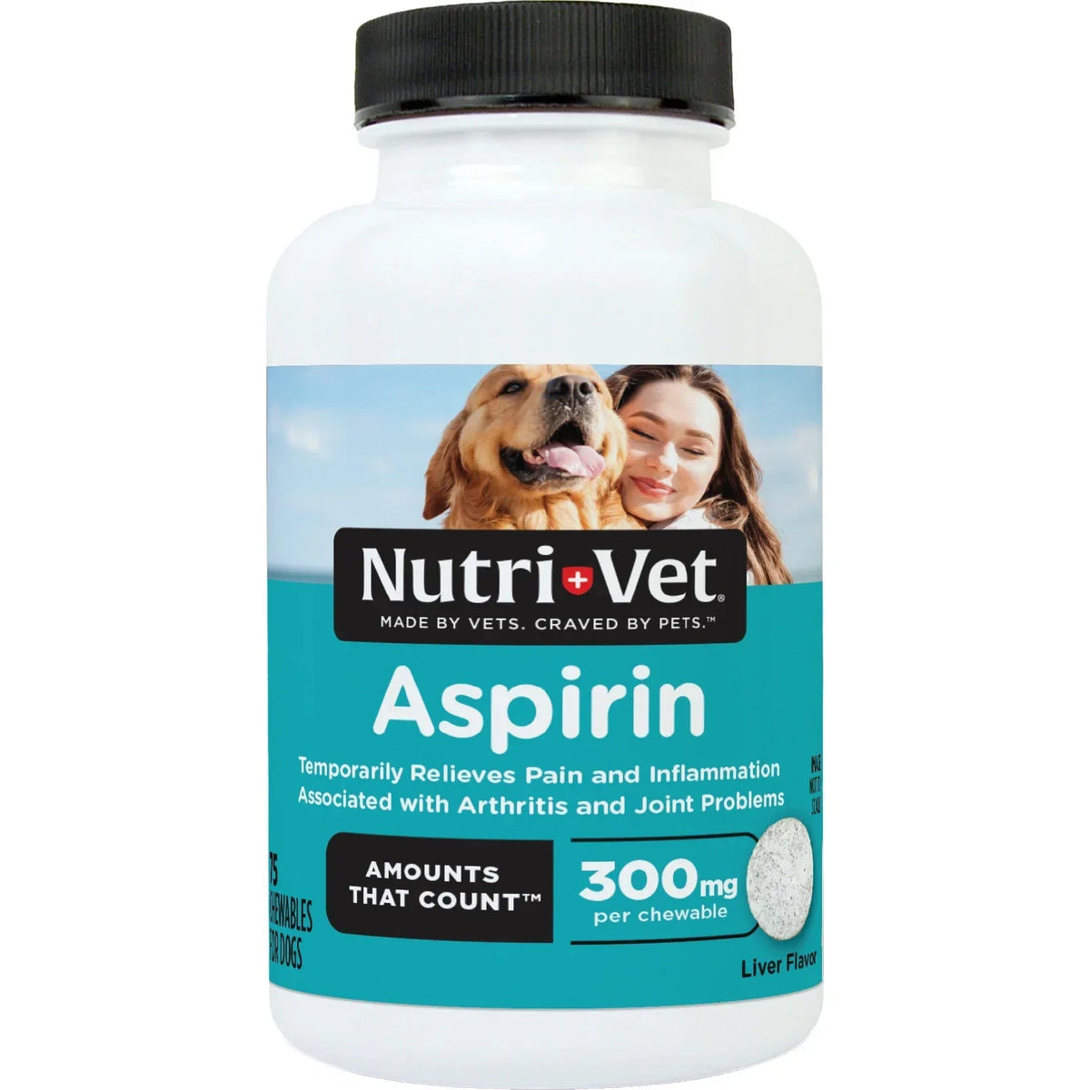 Nutri-Vet Aspirin for Dogs - Medium to Large Dogs - 300mg - 75 count