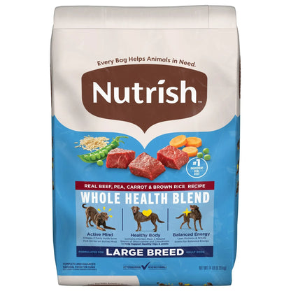 Nutrish Large Breed Real Beef, Pea, Carrot & Brown Rice Recipe Whole Health Blend Dry Dog Food, 14 lb. Bag (Rachael Ray)