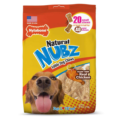 Nylabone Natural Nubz Edible Dog Dry Chew Treat, Chicken Flavor, Small