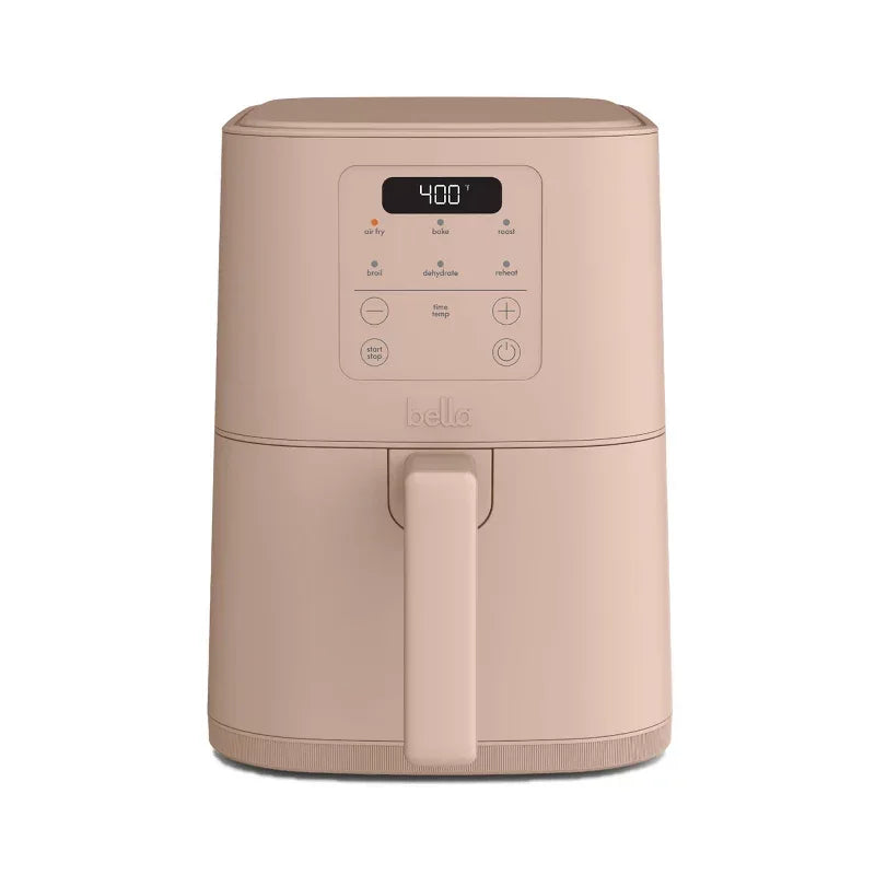 bella 4qt Slim Air Fryer Oatmilk: Small Beige Electric Fryer, 1300W, 2-Year Warranty, Plastic & Aluminum, 7.27 lbs