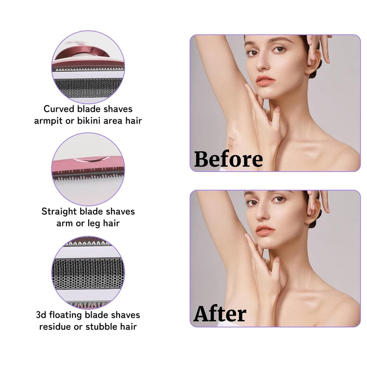 OBACRE Bikini Trimmer for Women,4-in-1 Electric Razors for Women,IPX7 Waterproof Rechargeable Cordless Pubic Hair Shaver with LED Display for Ladies Bikini Pubic, Face, Underarms, Legs