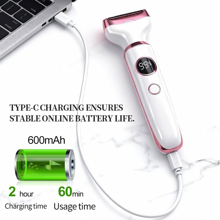 OBACRE Bikini Trimmer for Women,4-in-1 Electric Razors for Women,IPX7 Waterproof Rechargeable Cordless Pubic Hair Shaver with LED Display for Ladies Bikini Pubic, Face, Underarms, Legs