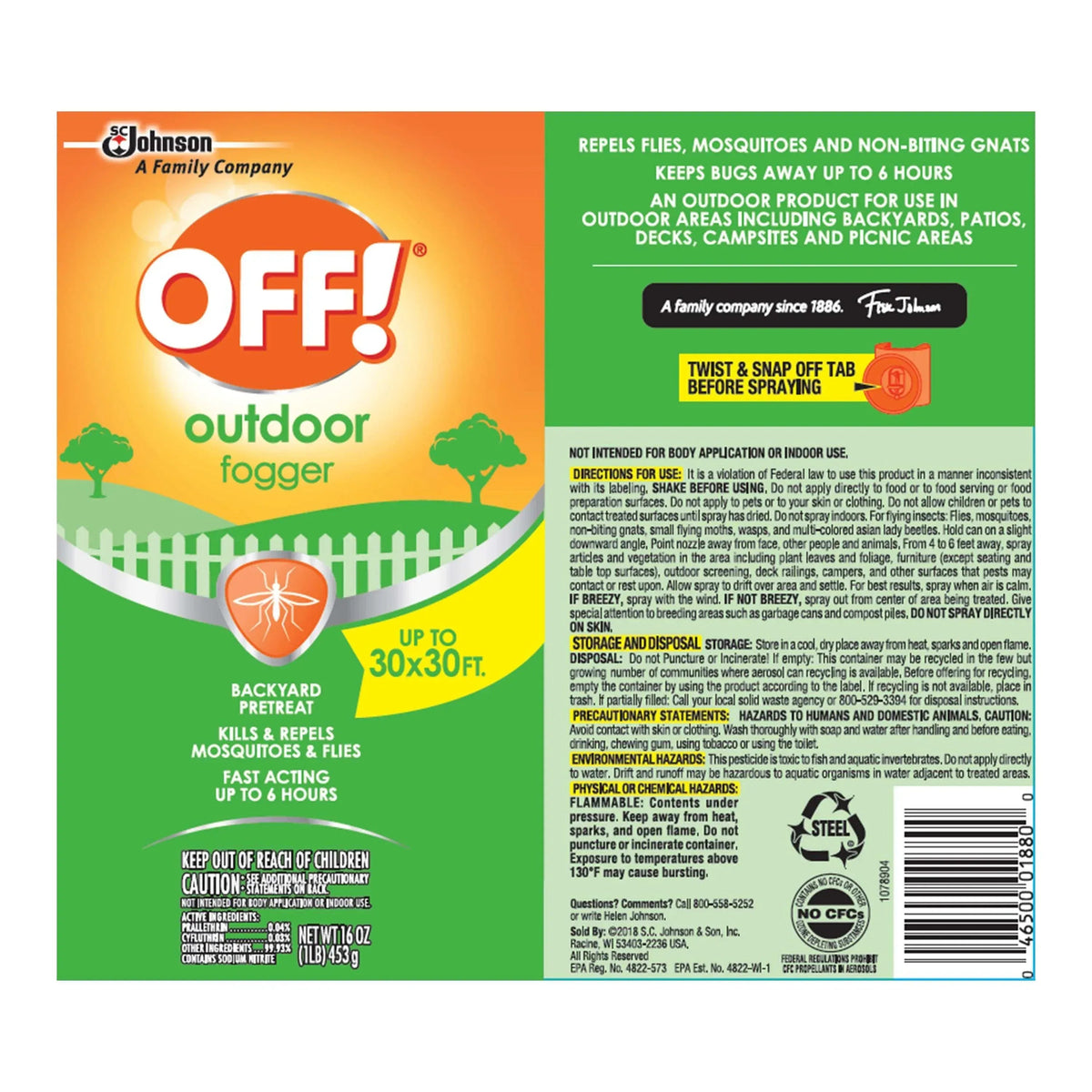 OFF! Outdoor Insect and Mosquito Repellent Fogger (16 Oz., 3 Pk.)