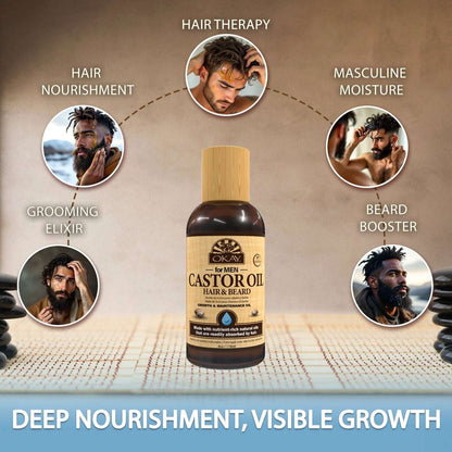 OKAY Men Castor Oil Beard & Hair Growth Oil Lightweight – Moisturizing & Growth-Stimulating Grooming Oil, Silicone & Paraben-Free, All Hair & Beard Types, 4 oz / 118 ml