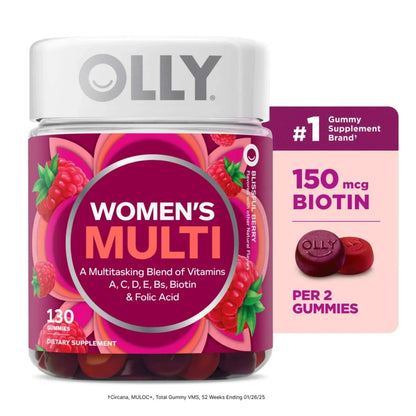 OLLY Women's Multivitamin Gummy Supplement, Vitamins A, D, C, E, Biotin, Folic Acid, 90 Ct