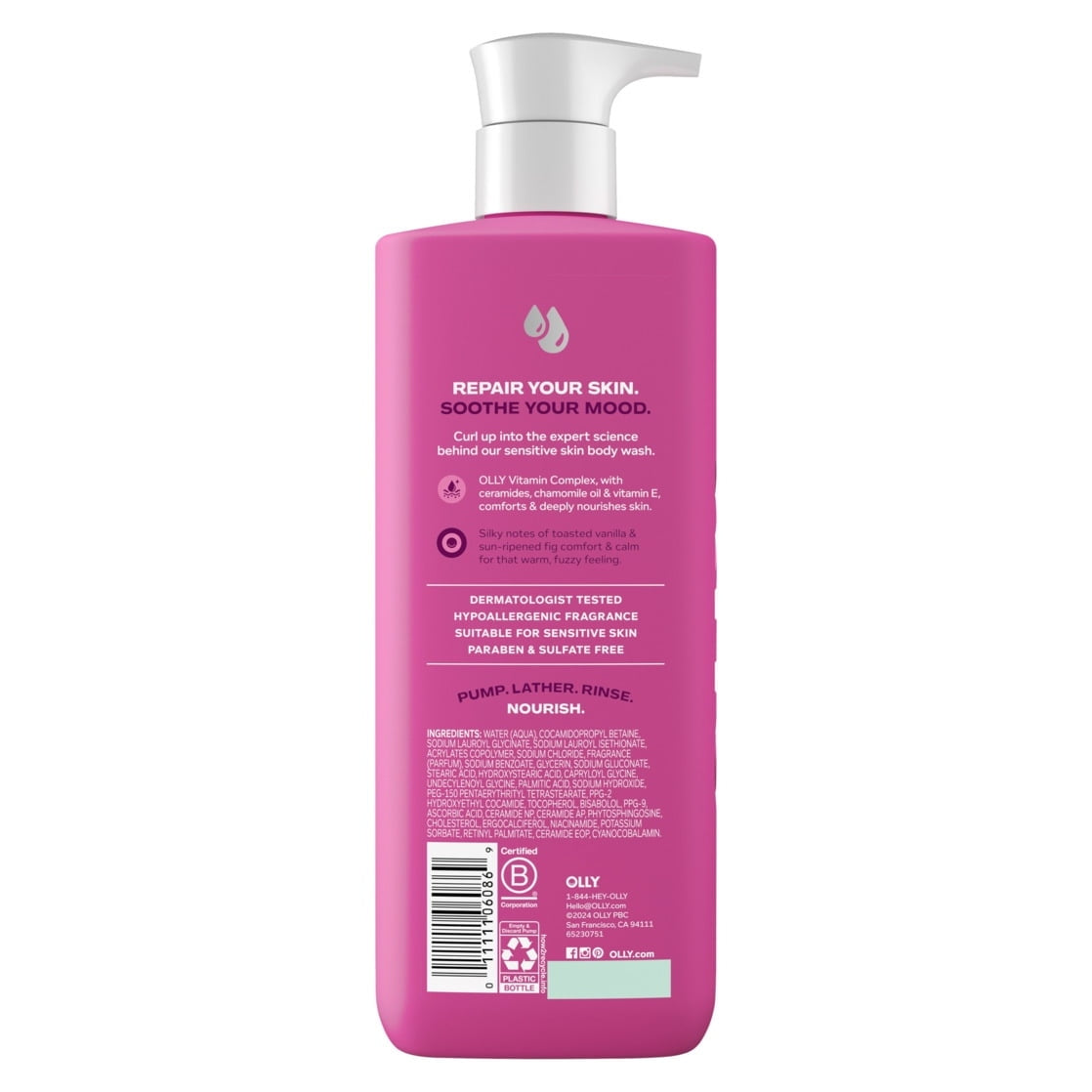 OLLY Body Wash Comfy Mood + Skin, 17 fl oz