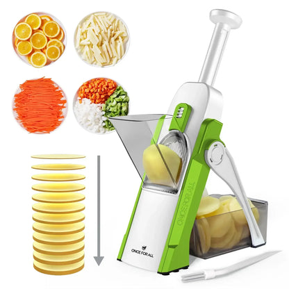 Mandoline Slicer for Vegetables Fruits, Adjustable Thickness Stainless Steel Food Cutter & Chopper, Safe and Quick Meal Preparation
