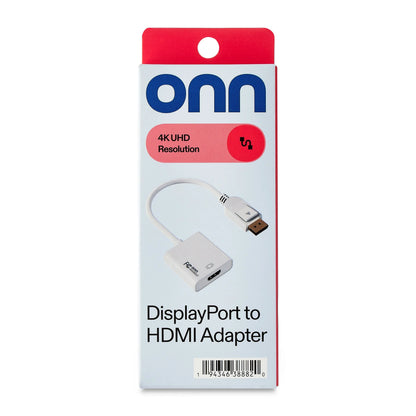 onn DisplayPort to HDMI Converter Adapter with Audio - Supports 4K & 1080p for Laptop/PC to Monitor, Projector, HDTV，6ft Cable