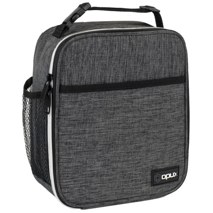 OPUX Premium Insulated Lunch Box, Soft School Lunch Bag for Kids Boys Girls, Leakproof Small Lunch Pail Men Women Work, Reusable Compact Cooler Tote Lunchbox for Office Adult, Black
