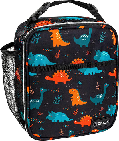 OPUX Premium Insulated Lunch Box, Soft School Lunch Bag for Kids Boys Girls, Leakproof Small Lunch Pail Men Women Work, Reusable Compact Cooler Tote Lunchbox for Office Adult, Black