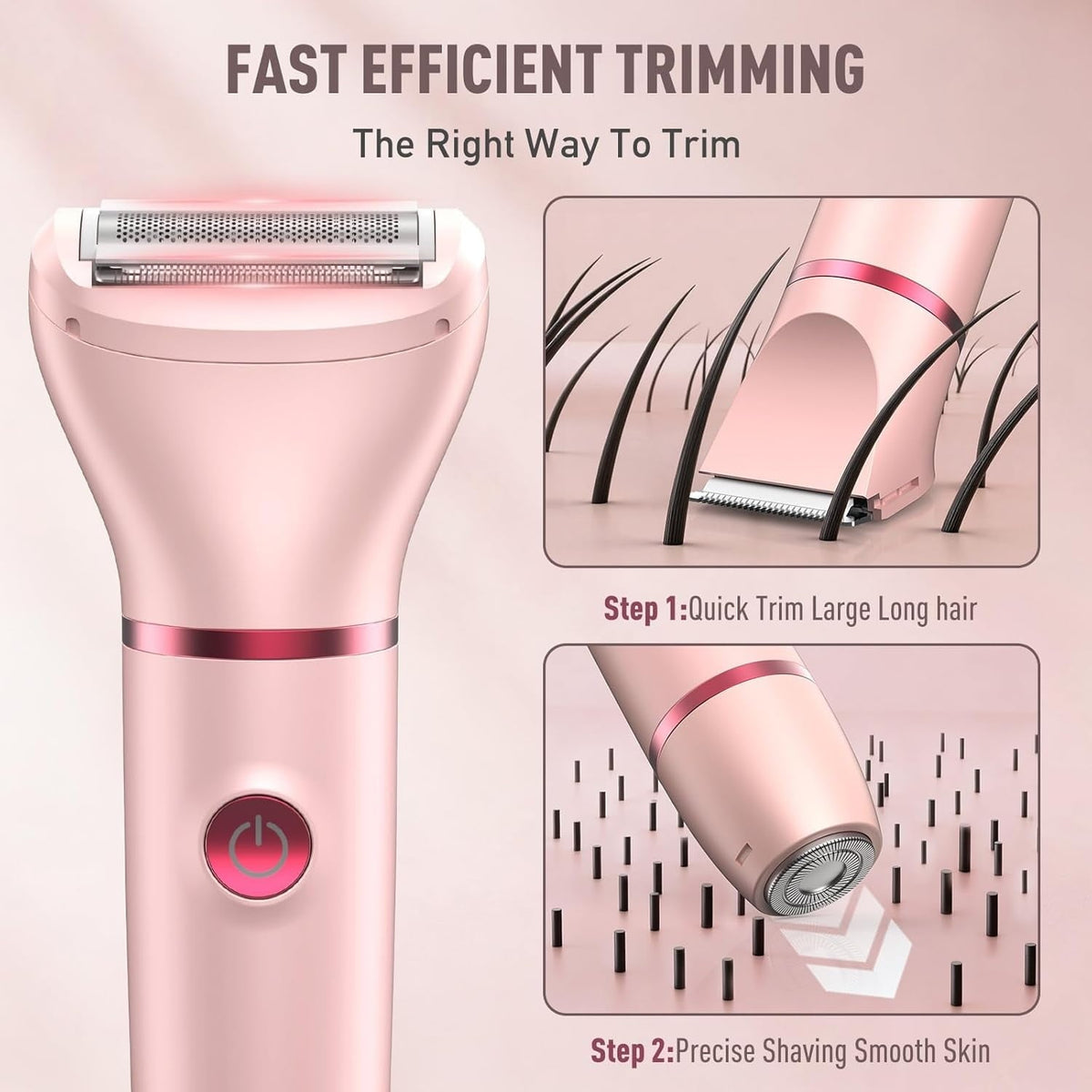 Obacre Bikini Trimmer for Women, 3 in 1 Electric Razors for Women, IPX7 Waterproof Wet Dry Body Shaver Pubic Hair Trimmer Facial Hair Remover with Ceramic Blade USB Recharge Dock Gift for Women
