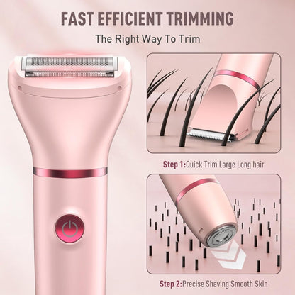 Obacre Bikini Trimmer for Women, 3 in 1 Electric Razors for Women, IPX7 Waterproof Wet Dry Body Shaver Pubic Hair Trimmer Facial Hair Remover with Ceramic Blade USB Recharge Dock Gift for Women
