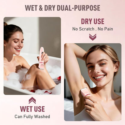 Obacre Bikini Trimmer for Women, 3 in 1 Electric Razors for Women, IPX7 Waterproof Wet Dry Body Shaver Pubic Hair Trimmer Facial Hair Remover with Ceramic Blade USB Recharge Dock Gift for Women