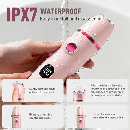 Obacre Bikini Trimmer for Women, 3 in 1 Electric Razors for Women, IPX7 Waterproof Wet Dry Body Shaver Pubic Hair Trimmer Facial Hair Remover with Ceramic Blade USB Recharge Dock Gift for Women