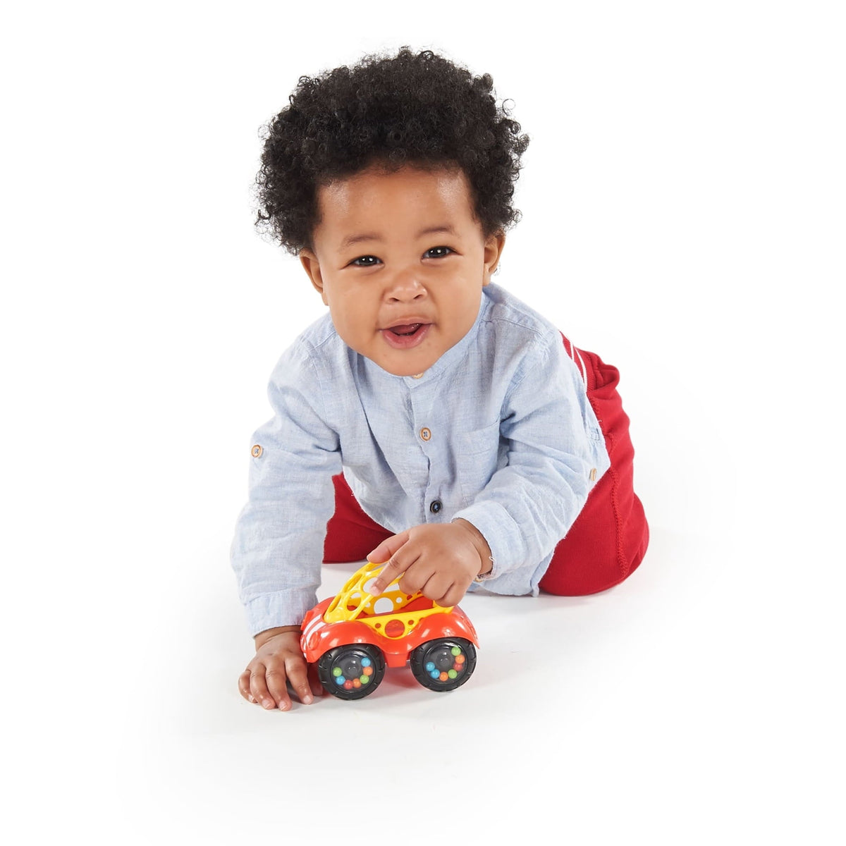 Oball Easy Grasp Rattle & Roll BPA-Free Push Car Infant Crawling Toy, 1 Pack, Red, Unisex