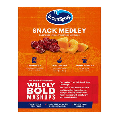Ocean Spray® Mango Cran™ Snack Medley, Cranberry and Mango Dried Fruit Snack, 1 Oz Pouches, 5 Count