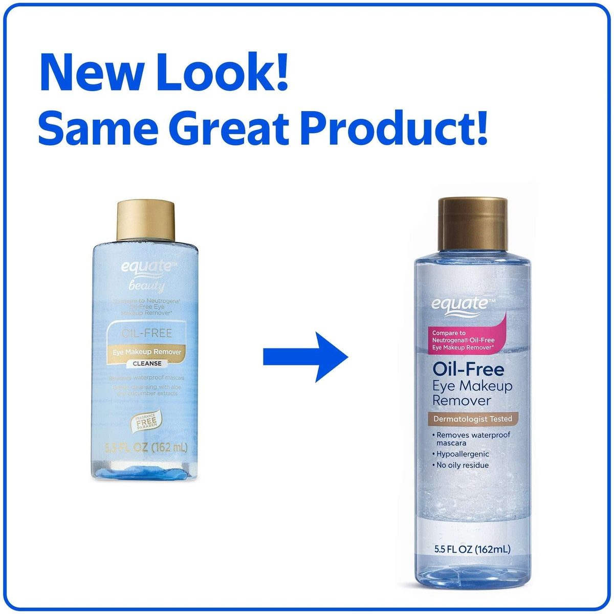 Equate Oil-Free Eye Makeup Remover, 5.5 fl oz, Compare to Neutrogena Oil-Free Eye Makeup Remover