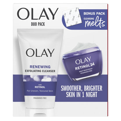 Olay Skin Care Beauty Retinol Duo Pack, Face Moisturizer & Face Wash, Smoothing and Anti-Aging, 1.7 oz