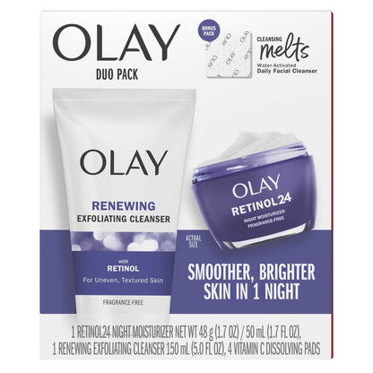 Olay Skin Care Beauty Retinol Duo Pack, Face Moisturizer & Face Wash, Smoothing and Anti-Aging, 1.7 oz