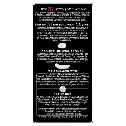 Olay Skin Care Regenerist Retinol 24 + Peptide Facial Moisturizer, Fragrance-Free,