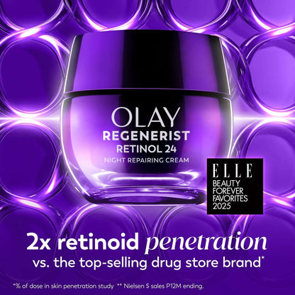 Olay Skin Care Regenerist Retinol 24 + Peptide Facial Moisturizer, Fragrance-Free,