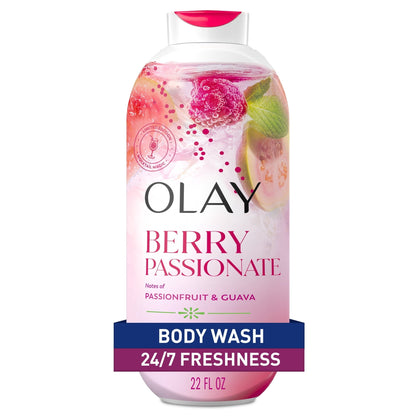 Olay Berry Passionate Body Wash with Notes of Passionfruit and Guava, Vitamin B3 and Antioxidant Blend, 22oz