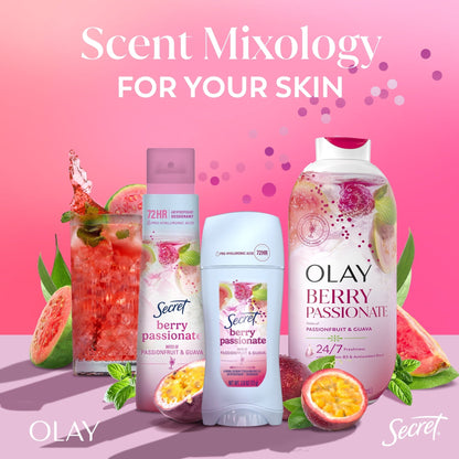Olay Berry Passionate Body Wash with Notes of Passionfruit and Guava, Vitamin B3 and Antioxidant Blend, 22oz