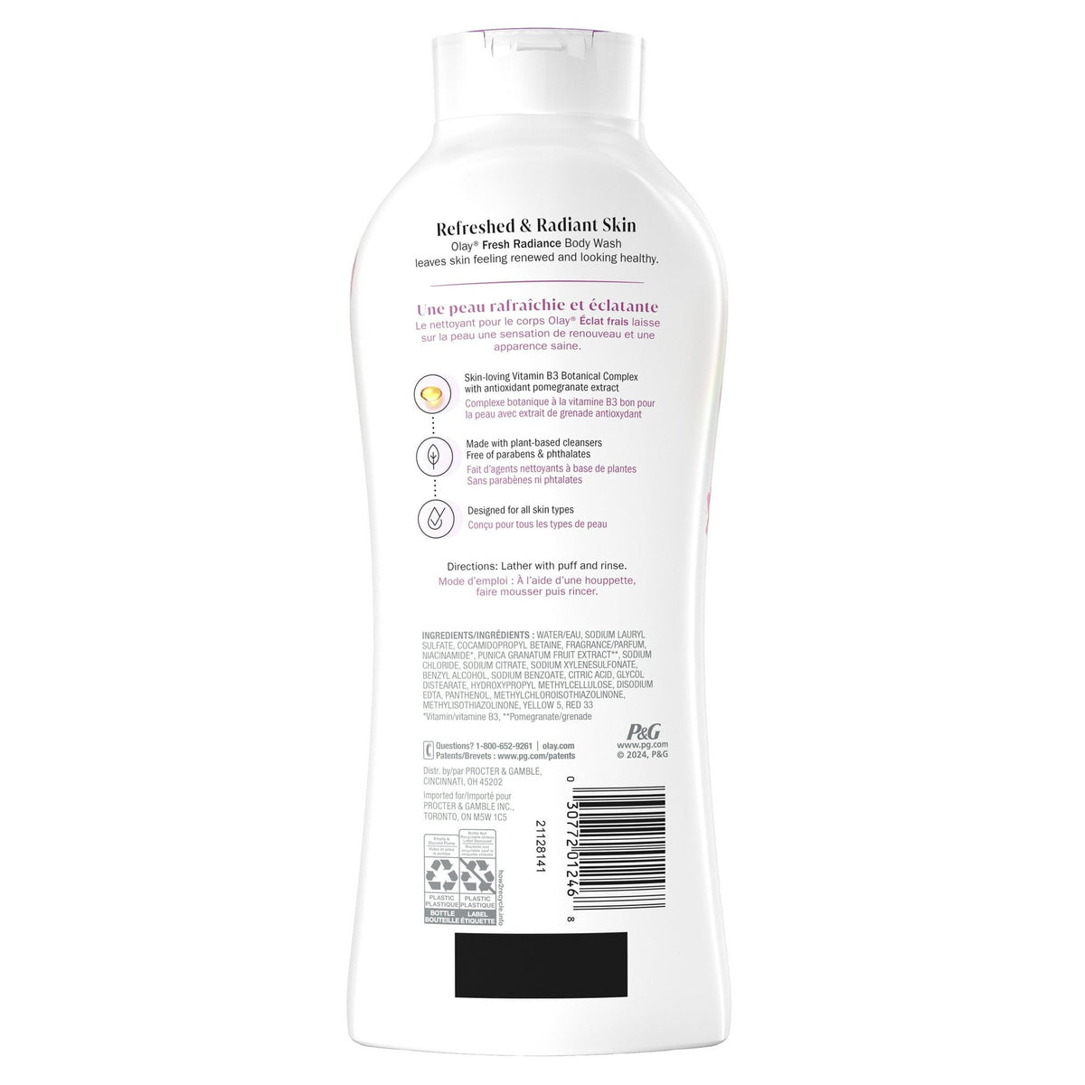 Olay Fresh Outlast Women's Body Wash, Peach and Cherry Blossom, 22 fl oz