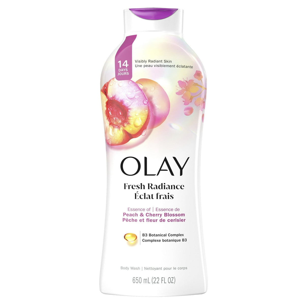 Olay Fresh Outlast Women's Body Wash, Peach and Cherry Blossom, 22 fl oz