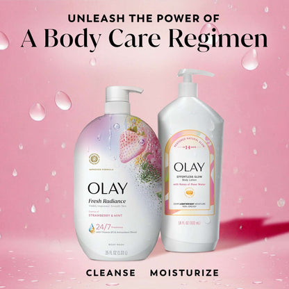 Olay Fresh Radiance Body Wash, Strawberry & Mint, with Vitamin B3, 35oz