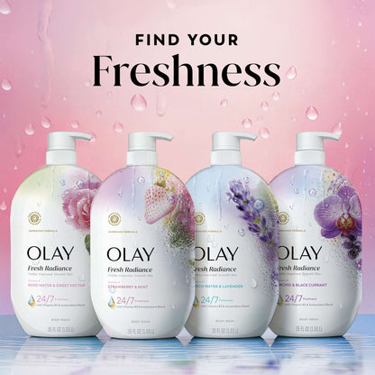 Olay Fresh Radiance Body Wash, Strawberry & Mint, with Vitamin B3, 35oz
