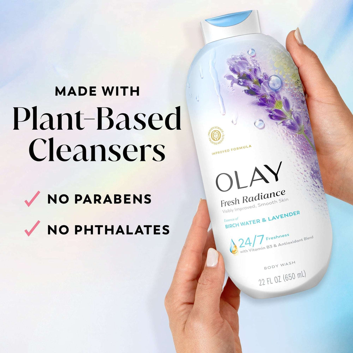 Olay Fresh Radiance Body Wash with Essence of Birch Water and Lavender, Vitamin B3 and Antioxidant Blend