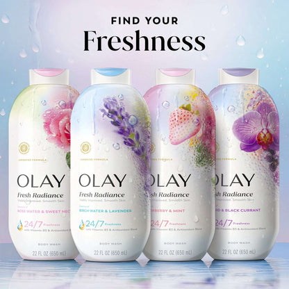 Olay Fresh Radiance Body Wash with Essence of Birch Water and Lavender, Vitamin B3 and Antioxidant Blend