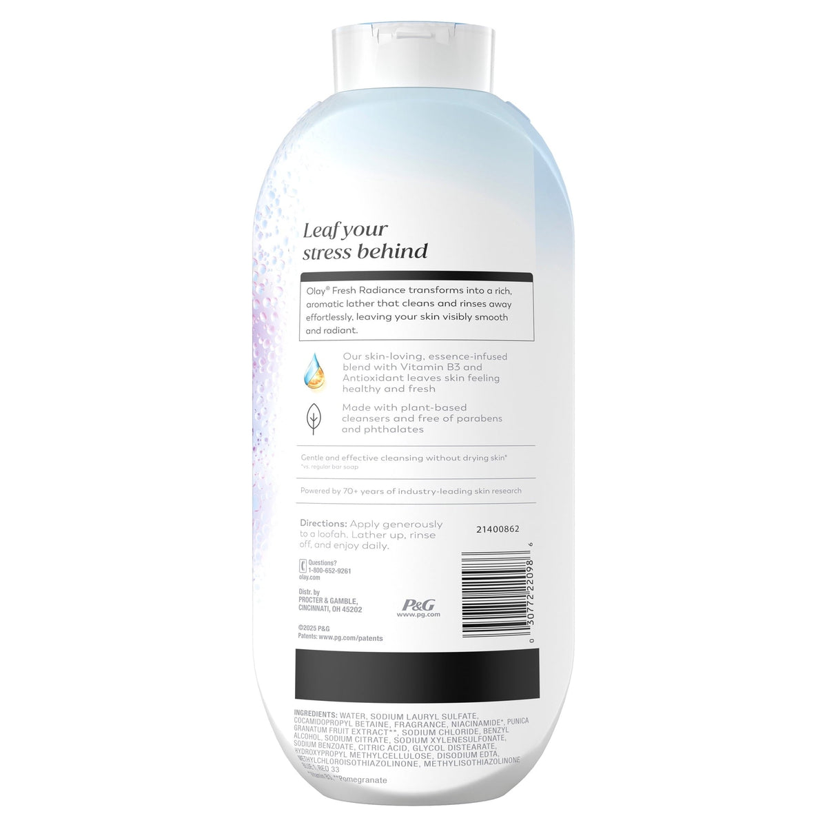 Olay Fresh Radiance Body Wash with Essence of Birch Water and Lavender, Vitamin B3 and Antioxidant Blend