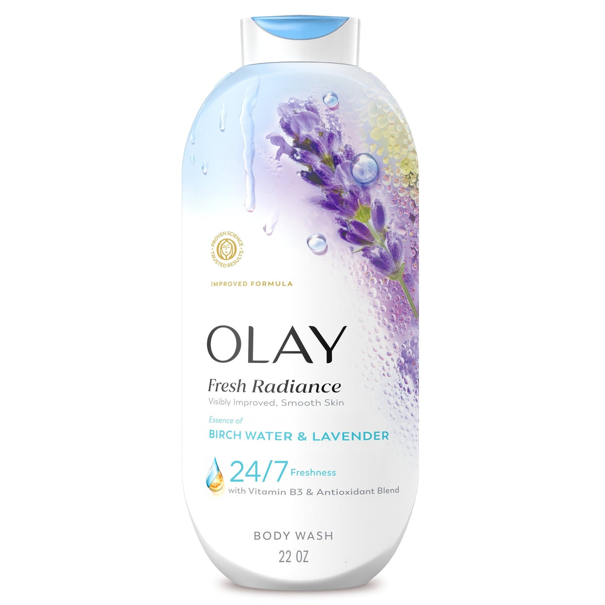 Olay Fresh Radiance Body Wash with Essence of Birch Water and Lavender, Vitamin B3 and Antioxidant Blend